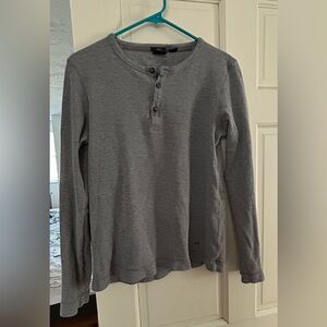 Gray Long Sleeve Henley Shirt